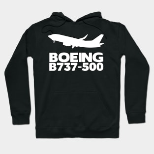 Boeing B737-500 Silhouette Print (White) Hoodie